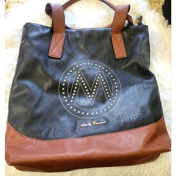 MKF Collection By Mia K. Wadena Tote Bag Black Brown M-Embellished *Defect, Used - Picture 2 of 10